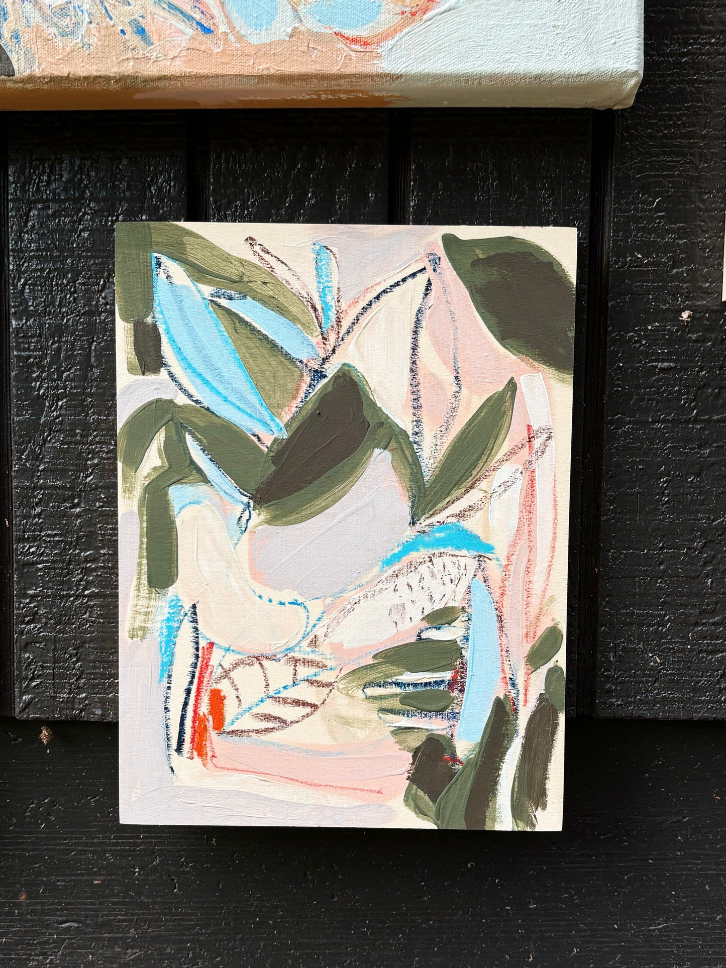 Side By Side – Original 9" x 12" Abstract Painting on Wood