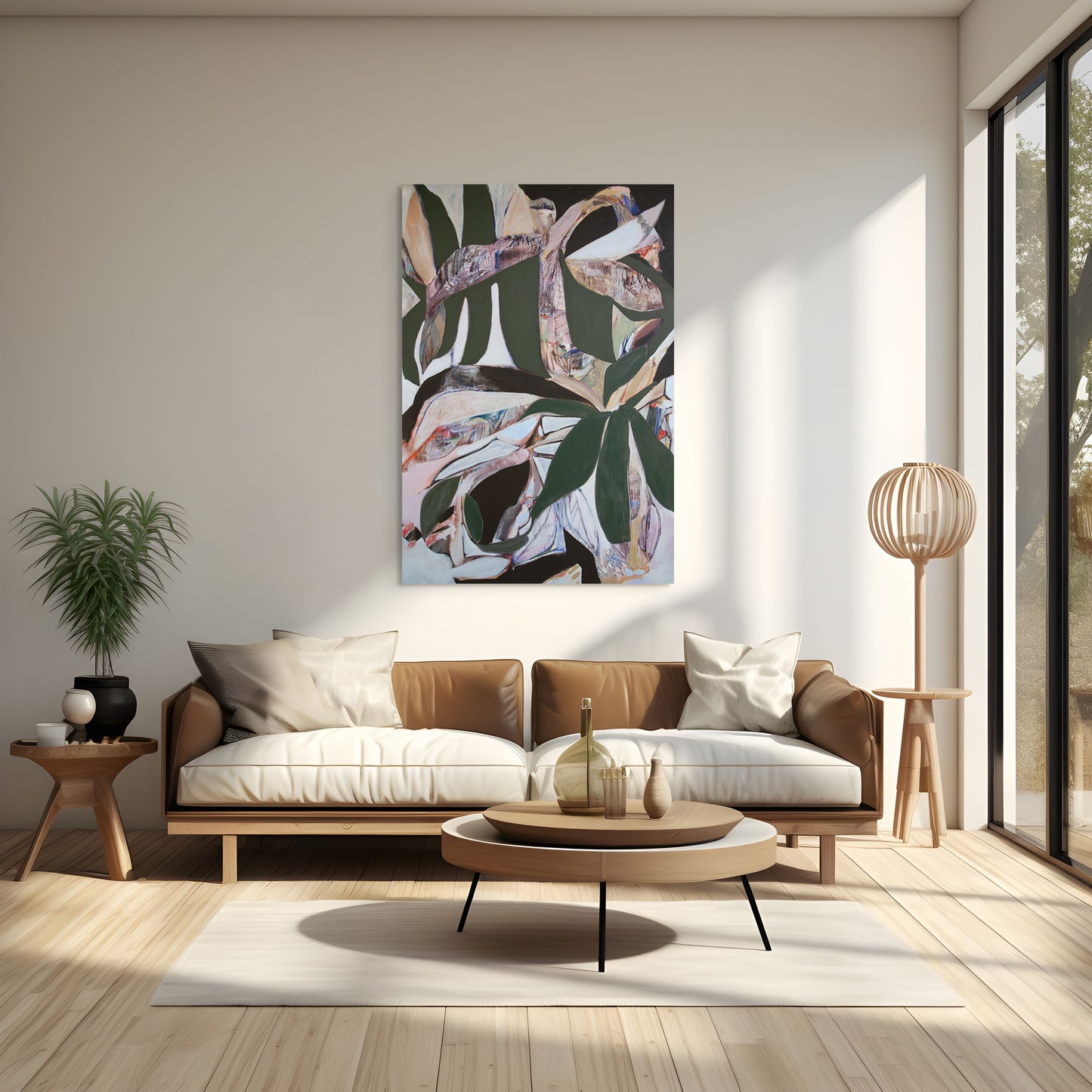 Oversized Abstract Botanical Canvas – Original Painting – 60x40 | In-Between I