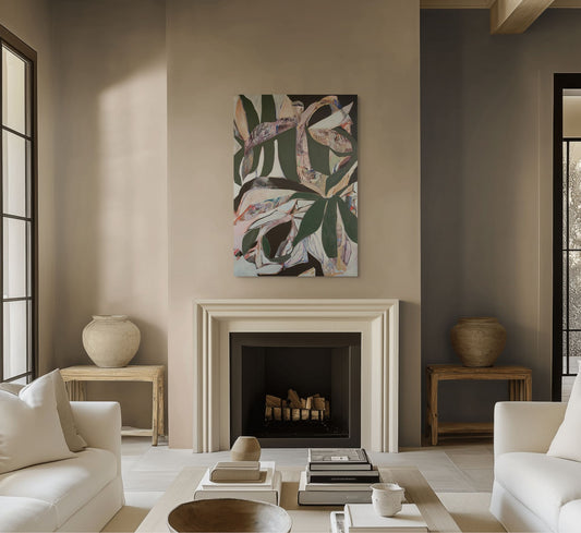 Oversized Abstract Botanical Canvas – Original Painting – 60x40 | In-Between I